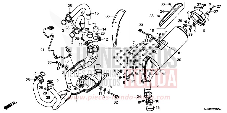 SILENCIEUX D'ECHAPPEMENT de VFR800X "Crossrunner" PEARL GLARE WHITE (NHB53) 2015